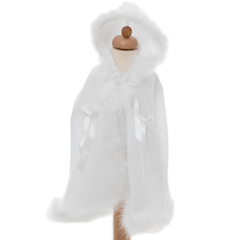 Baby Girls White Fleece Long Hooded Cape